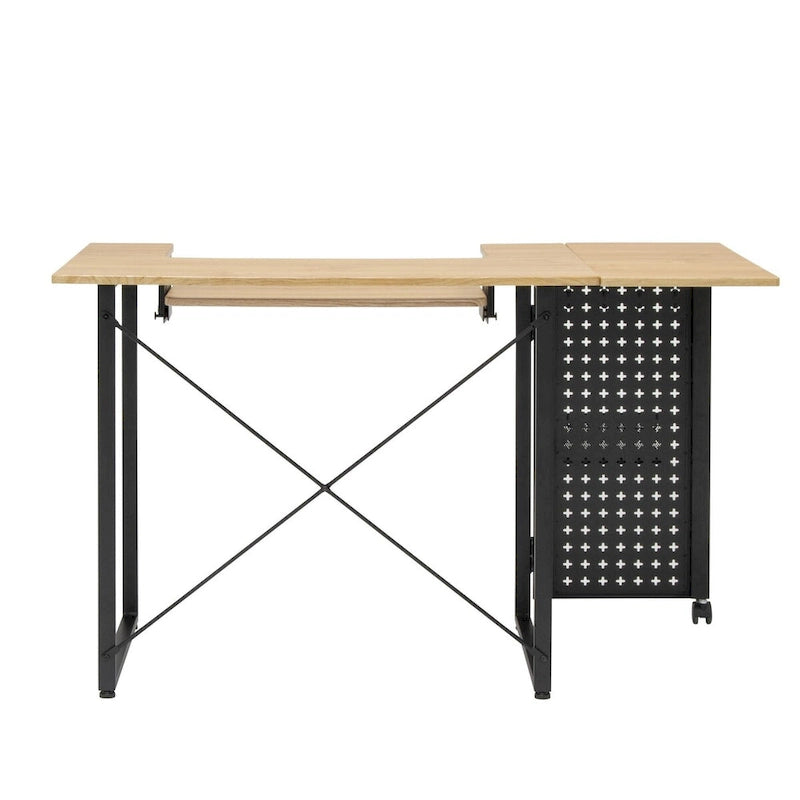 Pivot Sewing Table with Storage Panel and Adjustable Platform