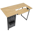 Pivot Sewing Table with Storage Panel and Adjustable Platform