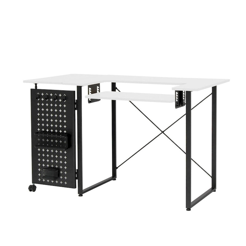 Pivot Sewing Table with Storage Panel and Adjustable Platform