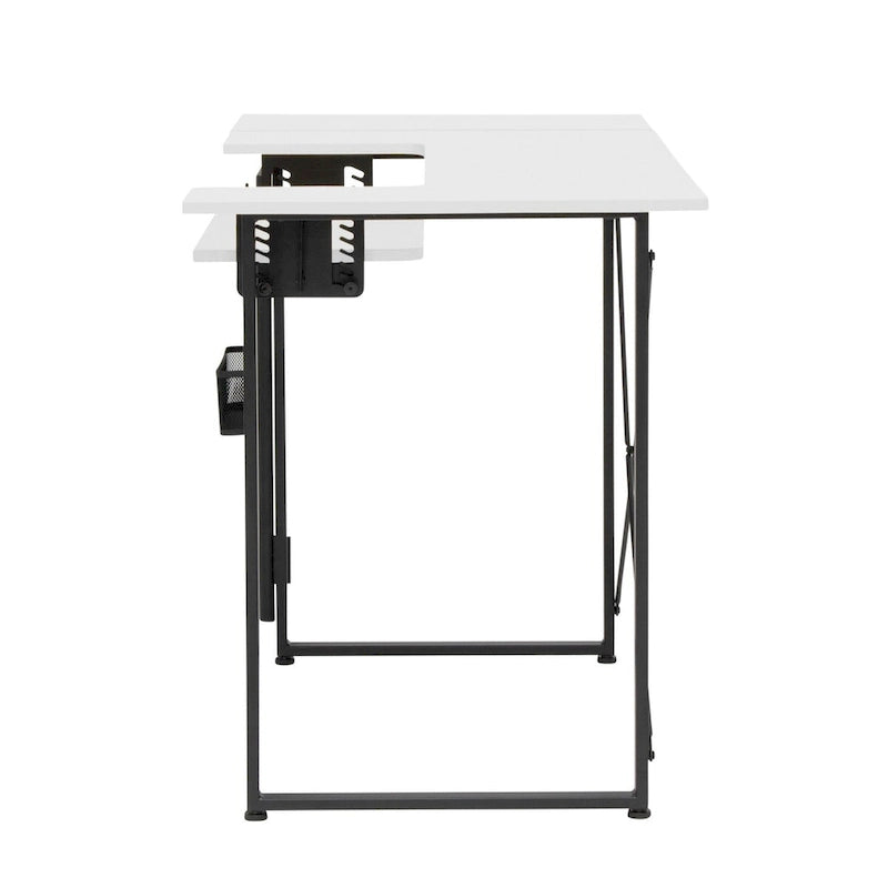 Pivot Sewing Table with Storage Panel and Adjustable Platform