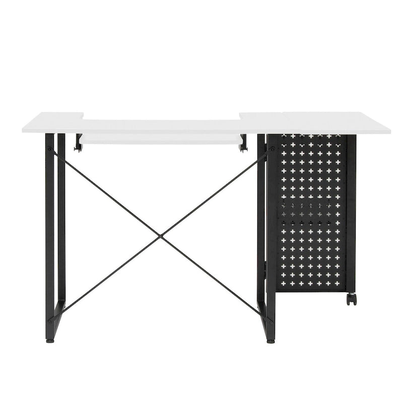 Pivot Sewing Table with Storage Panel and Adjustable Platform