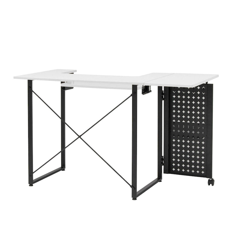 Pivot Sewing Table with Storage Panel and Adjustable Platform