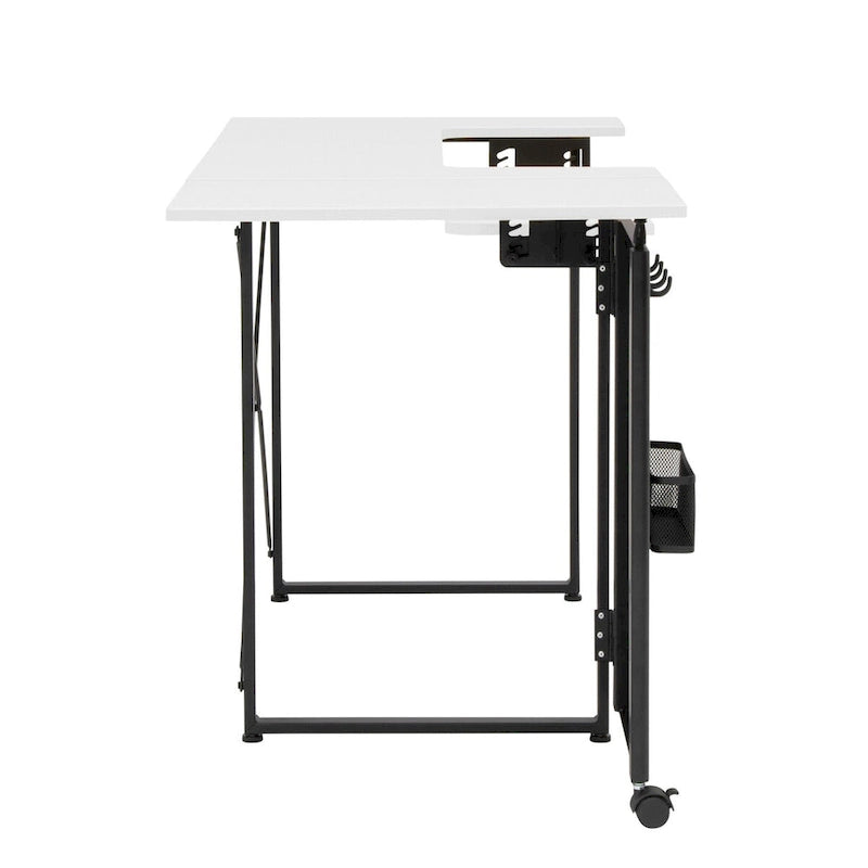 Pivot Sewing Table with Storage Panel and Adjustable Platform
