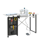 Pivot Sewing Table with Storage Panel and Adjustable Platform
