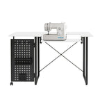 Pivot Sewing Table with Storage Panel and Adjustable Platform