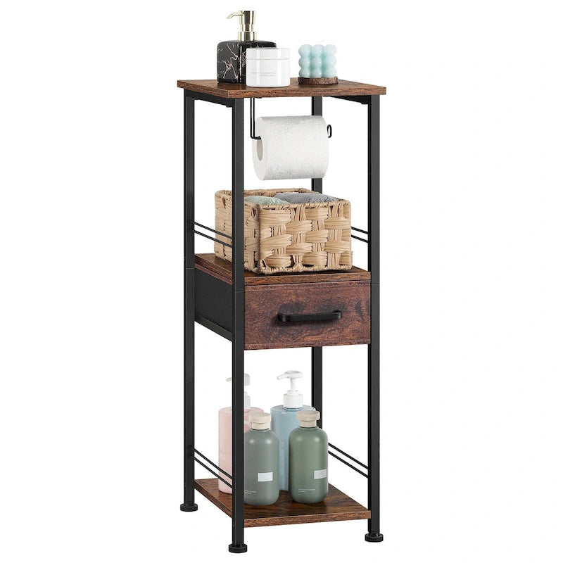 Meuble de rangement autoportant pour papier toilette avec tiroir coulissant