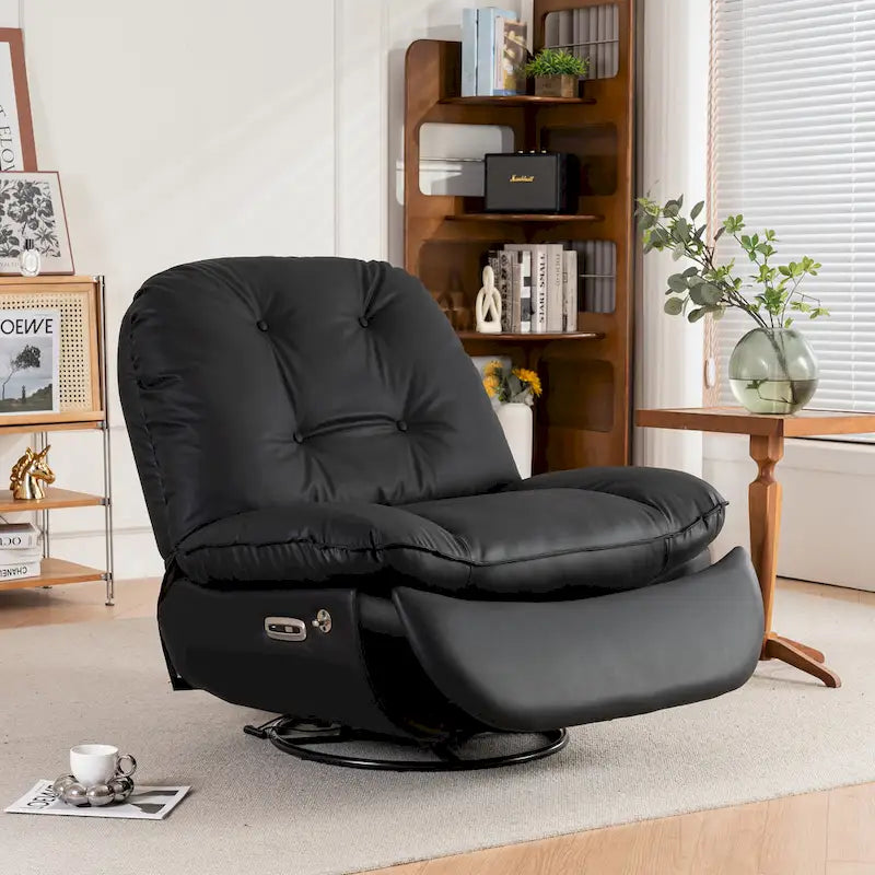 Fauteuil inclinable pivotant électrique avec chargeur USB et lecteur de musique Bluetooth