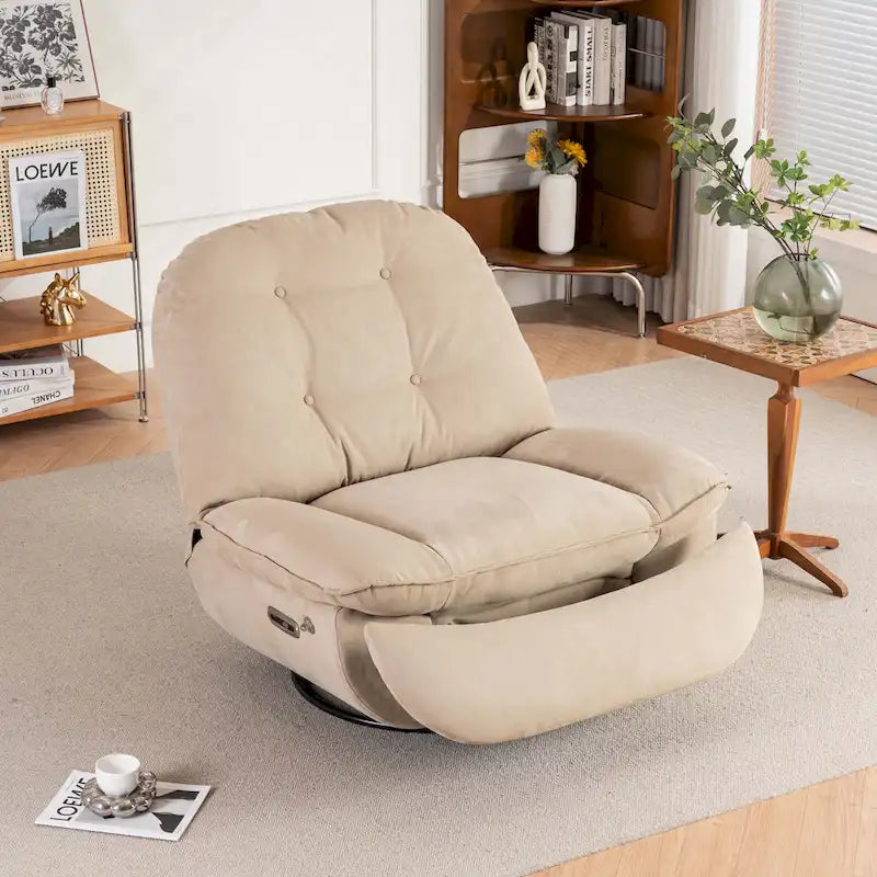 Fauteuil inclinable pivotant électrique avec chargeur USB et lecteur de musique Bluetooth