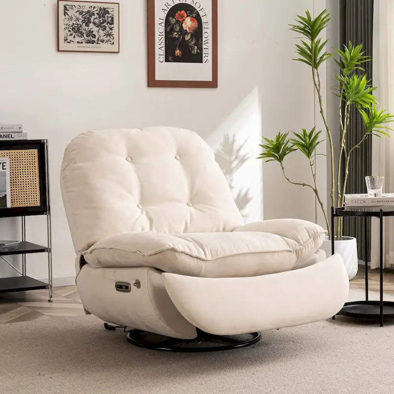 Fauteuil inclinable pivotant électrique avec chargeur USB et lecteur de musique Bluetooth