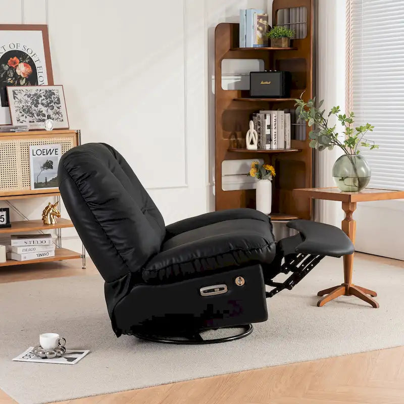 Fauteuil inclinable pivotant électrique avec chargeur USB et lecteur de musique Bluetooth