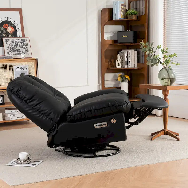 Fauteuil inclinable pivotant électrique avec chargeur USB et lecteur de musique Bluetooth