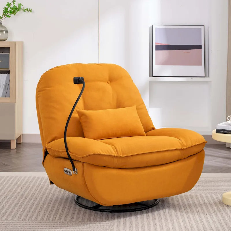Fauteuil inclinable pivotant électrique avec chargeur USB et lecteur de musique Bluetooth