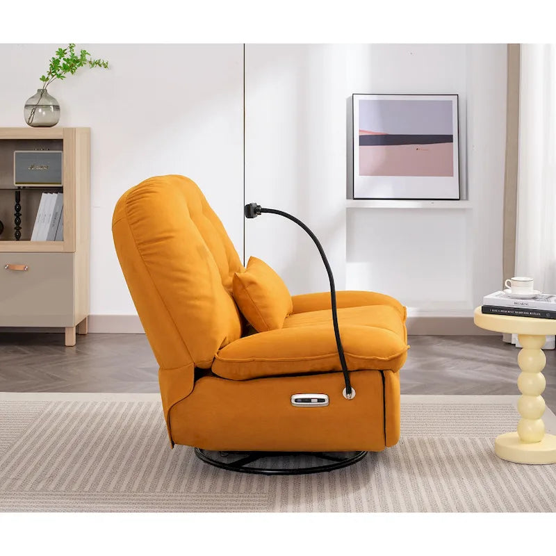 Fauteuil inclinable pivotant électrique avec chargeur USB et lecteur de musique Bluetooth