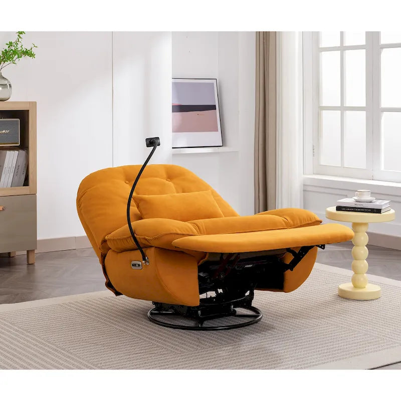 Fauteuil inclinable pivotant électrique avec chargeur USB et lecteur de musique Bluetooth
