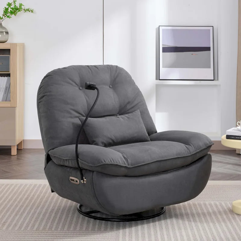 Fauteuil inclinable pivotant électrique avec chargeur USB et lecteur de musique Bluetooth