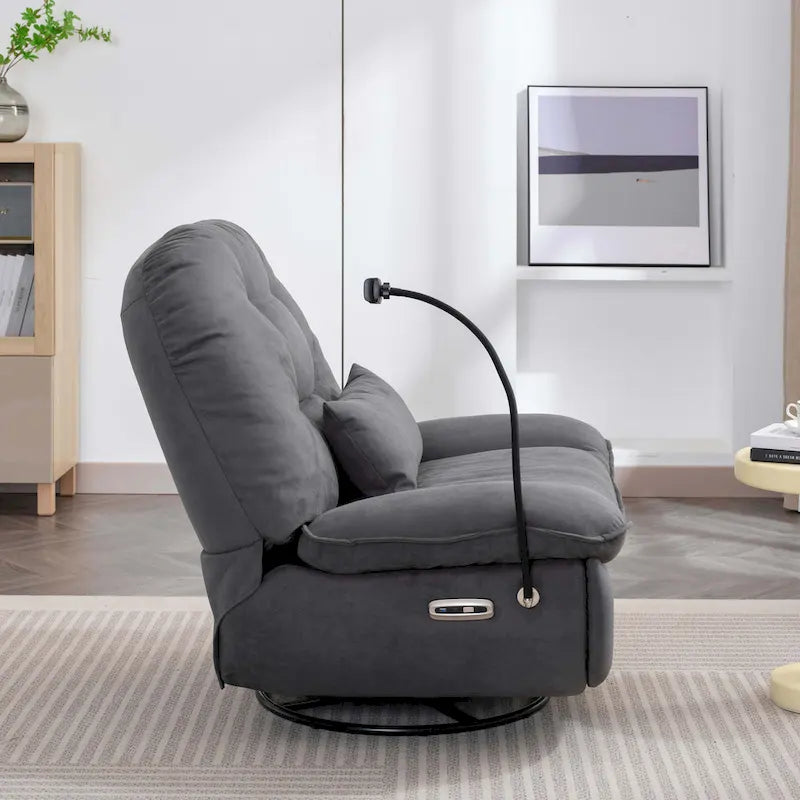 Fauteuil inclinable pivotant électrique avec chargeur USB et lecteur de musique Bluetooth