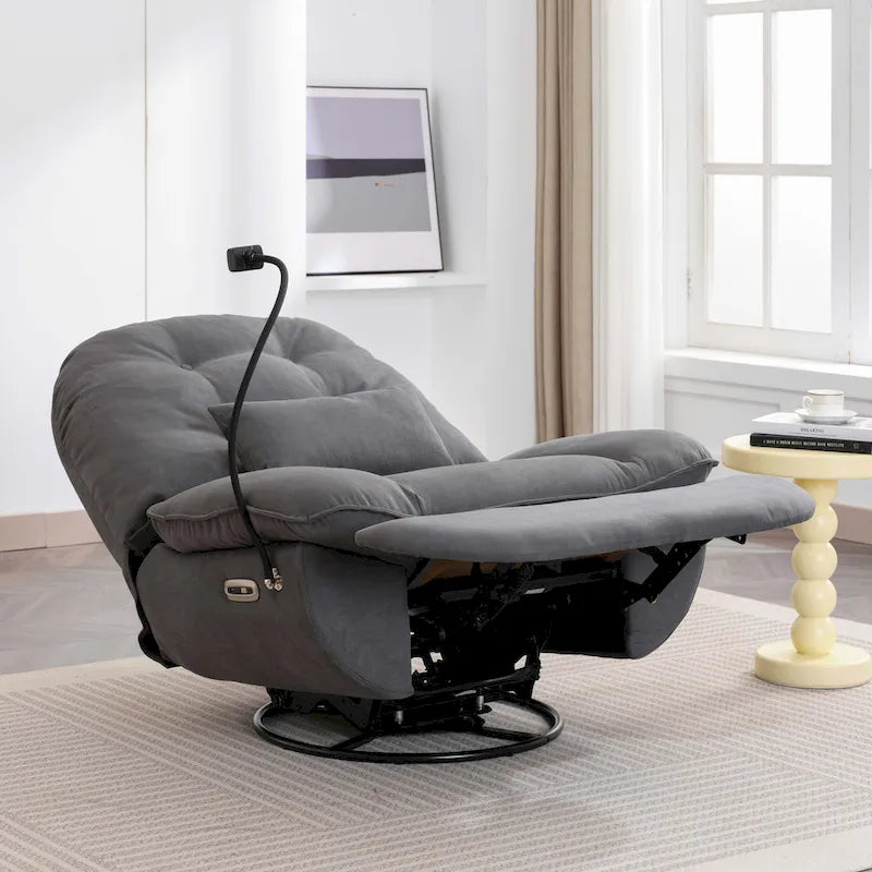 Fauteuil inclinable pivotant électrique avec chargeur USB et lecteur de musique Bluetooth