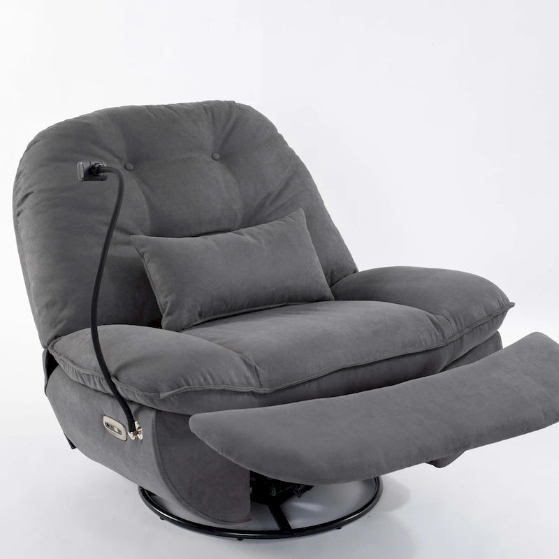 Fauteuil inclinable pivotant électrique avec chargeur USB et lecteur de musique Bluetooth