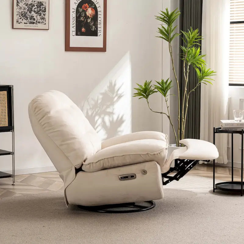 Fauteuil inclinable pivotant électrique avec chargeur USB et lecteur de musique Bluetooth
