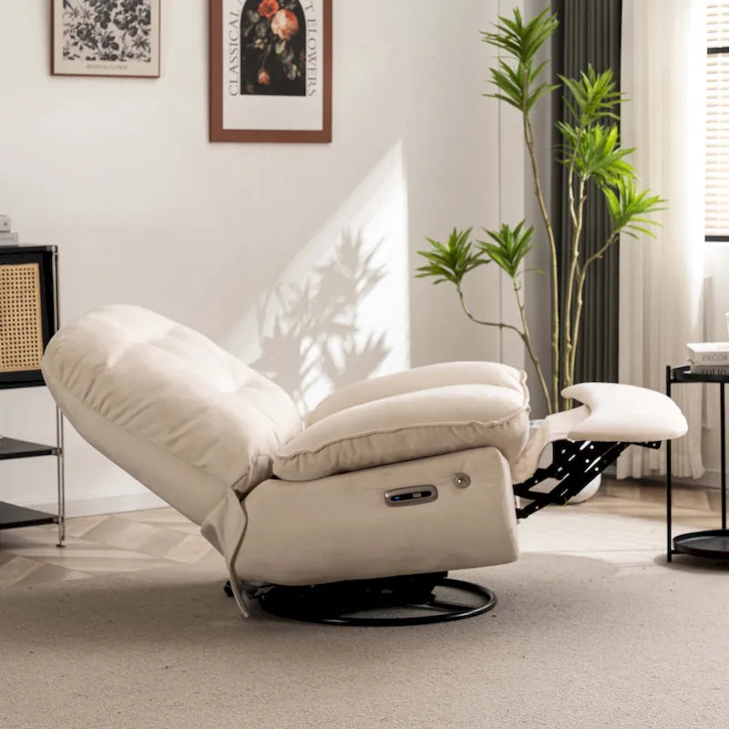Fauteuil inclinable pivotant électrique avec chargeur USB et lecteur de musique Bluetooth