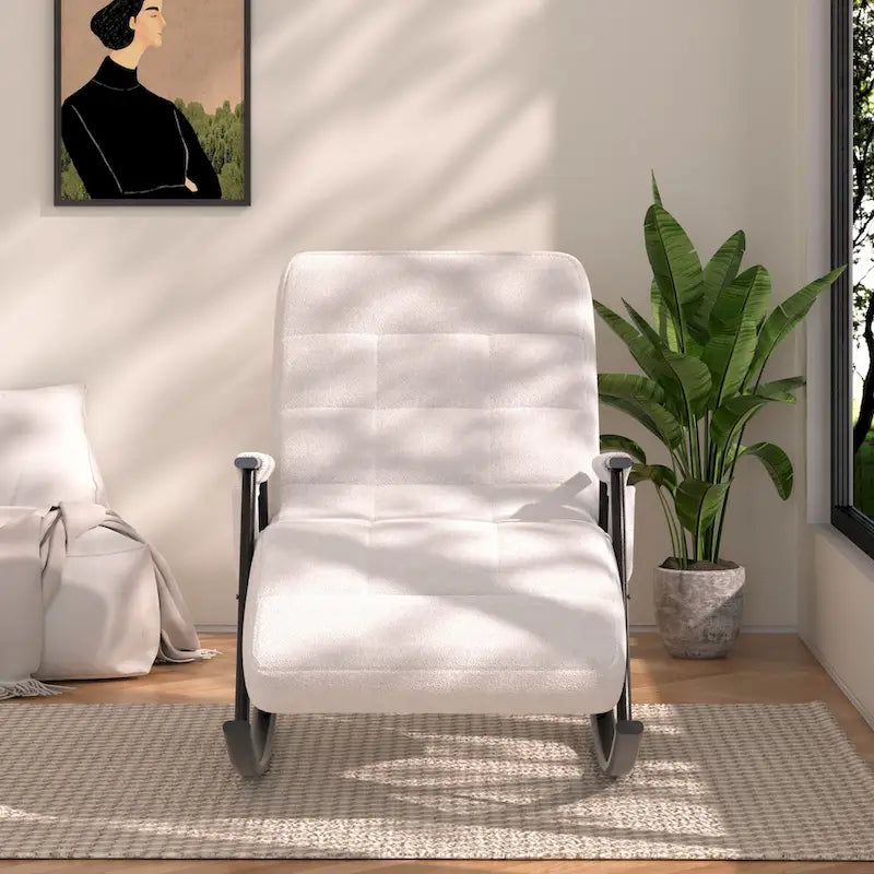 Adjustable Rocking Chair, Nursery Glider Chair with Adjustable High Back and Foot Rest