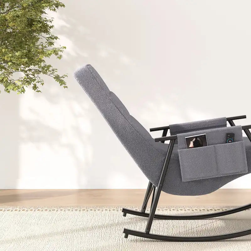 Adjustable Rocking Chair, Nursery Glider Chair with Adjustable High Back and Foot Rest