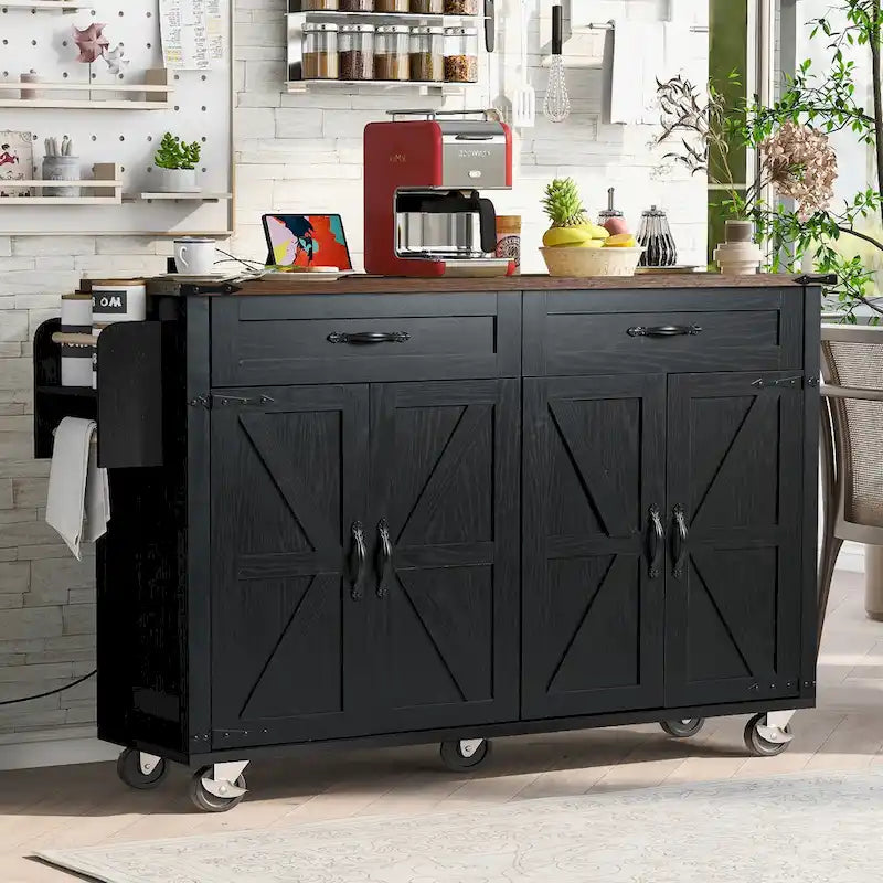53.5Farmhouse Kitchen Island with Power Outlet