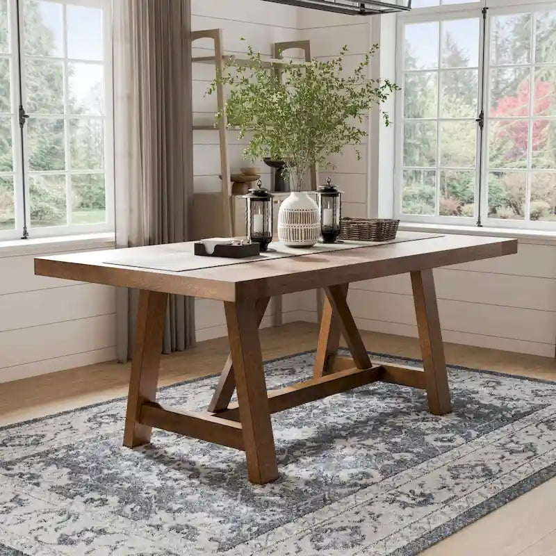 Table de salle à manger en bois massif marron rustique Drystan de 72 pouces Furniture of America