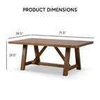 Table de salle à manger en bois massif marron rustique Drystan de 72 pouces Furniture of America