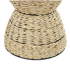 Rattan Handmade Woven Side End Accent Table with Wood Tabletop and Black Frame - Light Brown or Brown - Roche River Decor