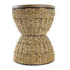 Rattan Handmade Woven Side End Accent Table with Wood Tabletop and Black Frame - Light Brown or Brown - Roche River Decor