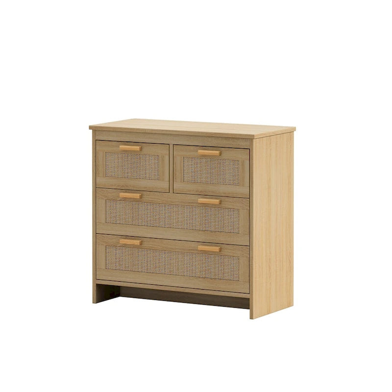 Roomfitters 4-Drawer Rattan Cabinet for Bedroom, Living Room, Dining Room, Hallways - Easy Assembly