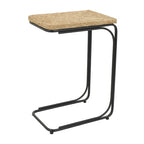 Dried Plant Handmade Coiled C-Shaped Side End Accent Table with Black Metal Legs - Brown - Roche River Decor
