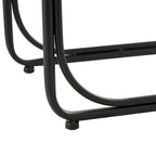 Table d'appoint C-shaped à bobine faite à la main en plante séchée avec pieds en métal noir - Marron - Roche River Decor