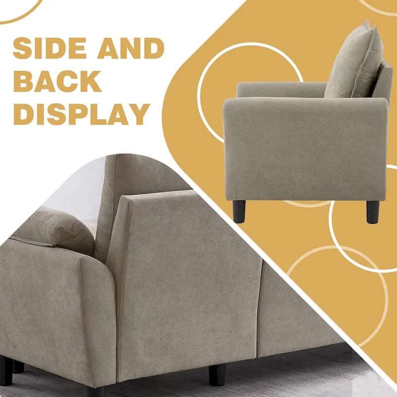 Canapé d'angle 3 places avec fauteuil et pouf pour salon
