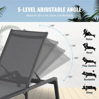 Chaise Lounge Chairs Outdoor, Aluminum Patio Lounge Chairs with Adjustable 5-Position, Folding Pool Lounge Chairs Recliner