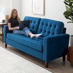 Canapé Brookside Brynn 76 po. avec accoudoirs carrés en similicuir/velours/tissu