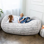 Grand canapé pouf de 7 pieds pour adultes - Luxe fausse fourrure