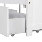 White Modern Twin Size L-shaped Platform Bed with Trundle and Drawers for Bedroom