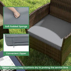 Costway Ensemble de Meubles de Jardin 4 Pièces avec Coussins Lavables et Verre Trempé - Voir les Détails