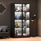 Display Storage Cabinet,Display Cabinet with Tempered Glass Doors, Showcase with 4-Tier Storage Shelves