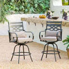 Outdoor Swivel Metal Cushioned Bar Height Patio Chairs Set of 4