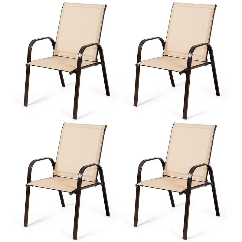 Costway Lot de 4 chaises de jardin et de terrasse avec accoudoirs – Voir détails