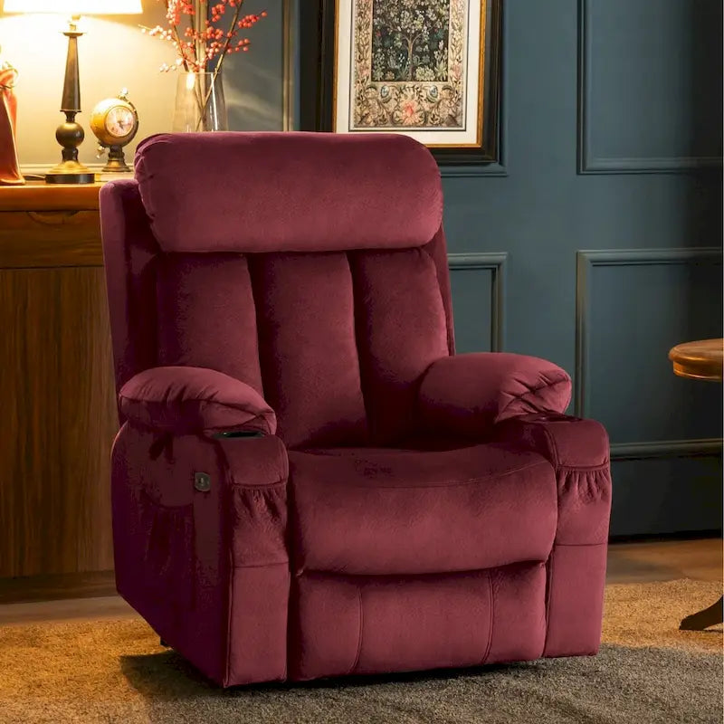 MCombo Large Power Lift Recliner with Extended Footrest for Big and Tall Elderly People, Hand Remote, Cup Holders, Fabric 7426