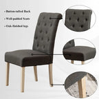 5 Piece Dining Table Set, Wooden Kitchen Furniture Set, Round Table with Cross-Buck Pedestal Base and 4 Tufted Chairs