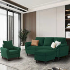 Canapé d'angle 3 places avec fauteuil et pouf pour salon