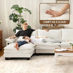 Ensembles de meubles de salon, Canapé modulaire sectionnel avec pouf pour salon, Canapé-lit convertible