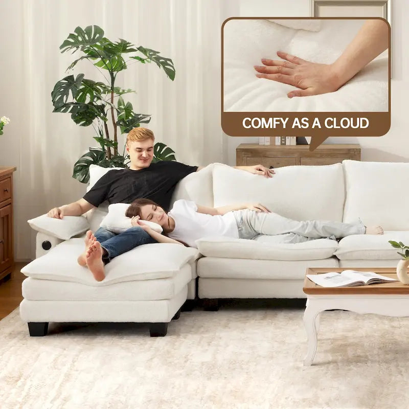 Ensembles de meubles de salon, Canapé modulaire sectionnel avec pouf pour salon, Canapé-lit convertible