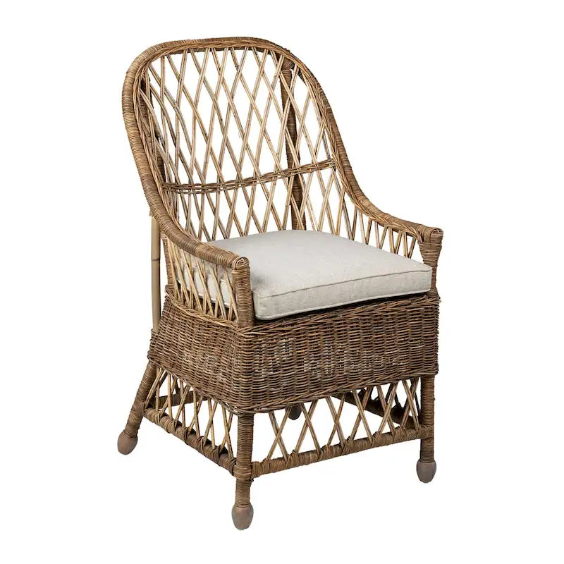 Chaise de salle à manger capitonnée en rotin curviligne Bayside par East at Main - 22x23x39