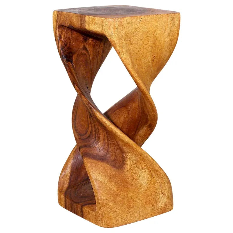 Table-tabouret double torsion en bois Haussmann 12 po L x 26 po H chêne huilé – 12 x 12 x 26